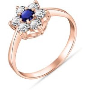 Sapphire & Diamond Sicily Sleek Flower Engagement Ring in 18ct Rose Gold