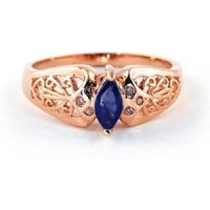 Sapphire Angelica Filigree Art Deco Ring in 18ct Rose Gold