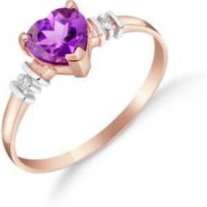 Amethyst & Diamond Adelia Classic Heart Ring in 18ct Rose Gold