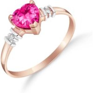 Pink Topaz & Diamond Adelia Classic Heart Ring in 18ct Rose Gold