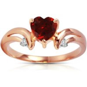 Garnet & Diamond Harmony Symmetrical Trinity Ring in 18ct Rose Gold