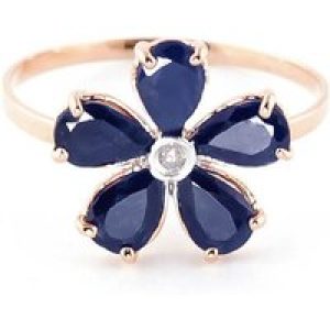 Sapphire & Diamond Annabella Blooming Flower Ring in 18ct Rose Gold