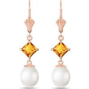 Pearl & Citrine Ada Drop Earrings in 9ct Rose Gold