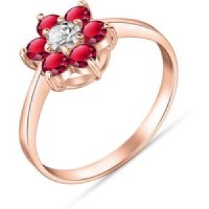Ruby & Diamond Sicily Sleek Flower Ring in 18ct Rose Gold