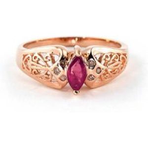 Ruby Angelica Filigree Art Deco Ring in 18ct Rose Gold