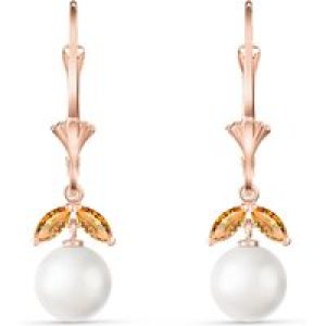 Pearl & Citrine Alexis Timeless Dewdrop Earrings in 9ct Rose Gold