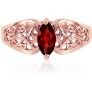 Garnet Angelica Filigree Art Deco Ring in 18ct Rose Gold