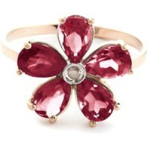 Garnet & Diamond Annabella Blooming Flower Ring in 18ct Rose Gold