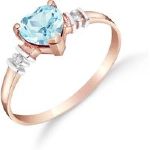 Aquamarine & Diamond Adelia Classic Heart Ring in 18ct Rose Gold