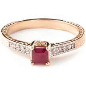 Ruby & Diamond Luciana Embellished Antique Engagement Ring in 18ct Rose Gold