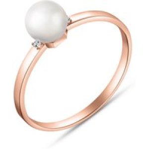 Pearl & Diamond Elia Sleek Classic Ring in 18ct Rose Gold