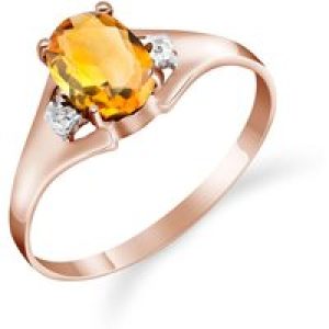 Citrine & Diamond Zoe Embellished Solitaire Ring in 18ct Rose Gold
