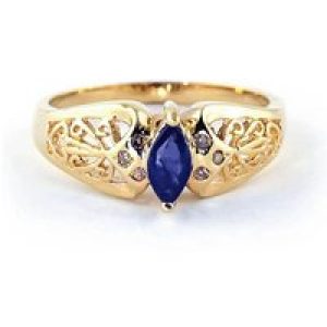 Sapphire Angelica Filigree Art Deco Ring in 18ct Gold