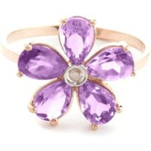Amethyst & Diamond Annabella Blooming Flower Ring in 18ct Rose Gold