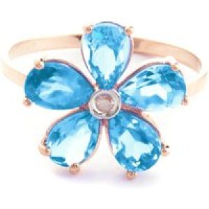 Blue Topaz & Diamond Annabella Blooming Flower Ring in 18ct Rose Gold