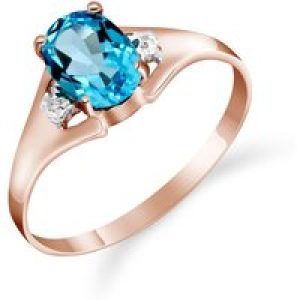 Blue Topaz & Diamond Zoe Embellished Solitaire Ring in 18ct Rose Gold