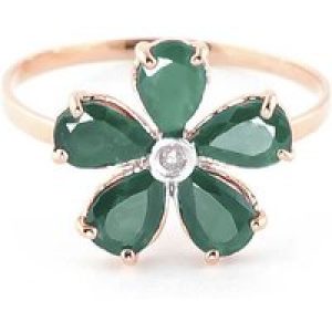 Emerald & Diamond Annabella Blooming Flower Ring in 18ct Rose Gold