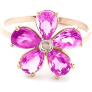 Pink Topaz & Diamond Annabella Blooming Flower Ring in 18ct Rose Gold