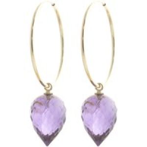 Amethyst Salma Dimensional Hoop Drop Earrings in 9ct Gold