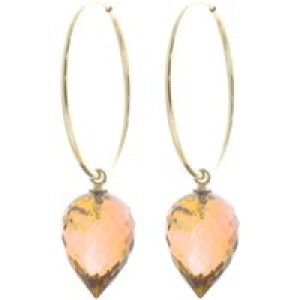Citrine Salma Dimensional Hoop Drop Earrings in 9ct Gold