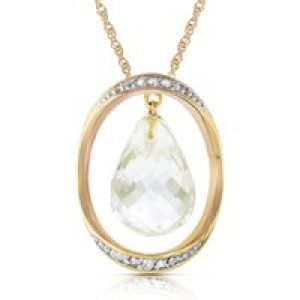 White Topaz & Diamond Laurie Dimensional Embellished Pendant Necklace in 9ct Gold