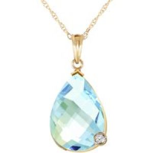 Blue Topaz & Diamond Salma Dimensional Embellished Pendant Necklace in 9ct Gold