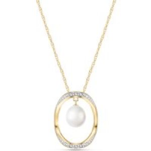 Pearl & Diamond Laurie Minimalist Embellished Pendant Necklace in 9ct Gold
