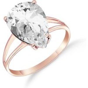 White Topaz Audrey Classic Signature Ring in 18ct Rose Gold