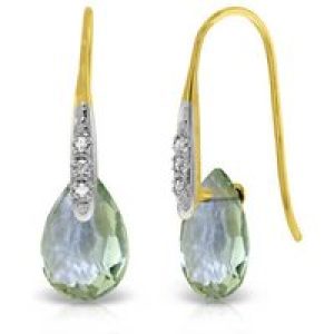 Green Amethyst & Diamond Ancona Classic Drop Earrings in 9ct Gold