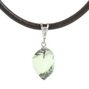 Green Amethyst & Diamond Aveline Dimensional Choker Pendant Necklace in 9ct White Gold