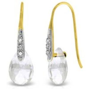White Topaz & Diamond Ancona Classic Drop Earrings in 9ct Gold