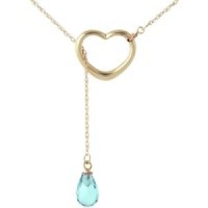 Blue Topaz Marissa Heart Droplet Pendant Necklace in 9ct Gold