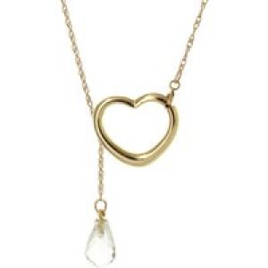 White Topaz Marissa Heart Droplet Pendant Necklace in 9ct Gold