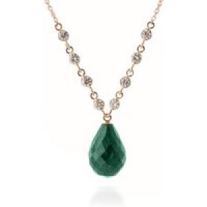 Emerald & Diamond Alice Dimensional Drop Pendant Necklace in 9ct Rose Gold