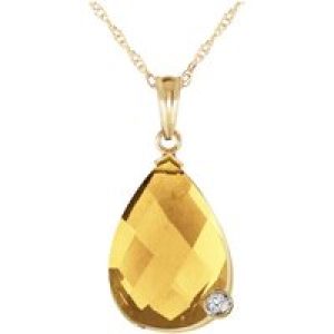 Citrine & Diamond Salma Dimensional Embellished Pendant Necklace in 9ct Gold