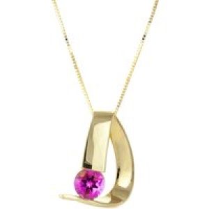 Pink Topaz Nina Asymmetric Pendant Necklace in 9ct Gold