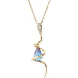 Blue Topaz & Diamond Priscilla Serpent Drop Pendant Necklace in 9ct Gold