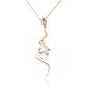 White Topaz & Diamond Priscilla Serpent Drop Pendant Necklace in 9ct Gold