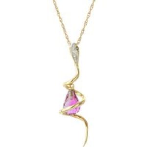 Pink Topaz & Diamond Priscilla Serpent Drop Pendant Necklace in 9ct Gold