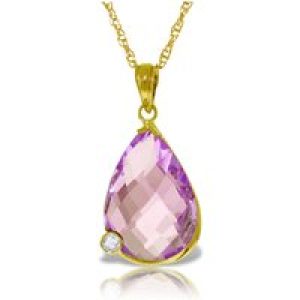 Amethyst & Diamond Salma Dimensional Embellished Pendant Necklace in 9ct Gold