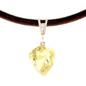 Lemon Quartz & Diamond Aveline Dimensional Choker Pendant Necklace in 9ct Rose Gold