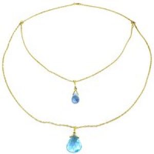 Blue Topaz Faye Duo Stacked Pendant Necklace in 9ct Gold