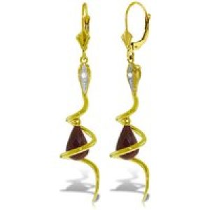 Ruby & Diamond Priscilla Serpent Drop Earrings in 9ct Gold