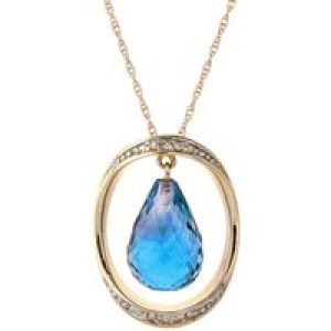 Blue Topaz & Diamond Laurie Dimensional Embellished Pendant Necklace in 9ct Gold