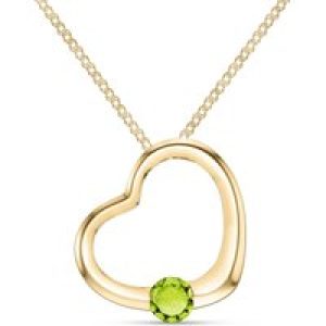 Peridot Colette Heart Pendant Necklace in 9ct Gold