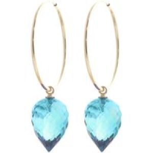 Blue Topaz Salma Dimensional Hoop Drop Earrings in 9ct Gold