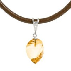 Citrine & Diamond Aveline Dimensional Choker Pendant Necklace in 9ct White Gold