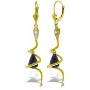 Sapphire & Diamond Priscilla Serpent Drop Earrings in 9ct Gold