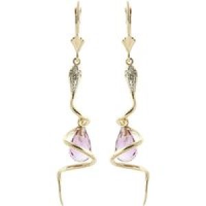 Pink Topaz & Diamond Priscilla Serpent Drop Earrings in 9ct Gold