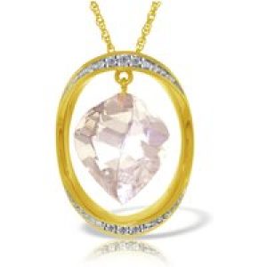 White Topaz & Diamond Laurie Contemporary Embellished Pendant Necklace in 9ct Gold